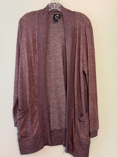 Bobeau Women's Open Front Long Cardigan Sweater Large Mauve