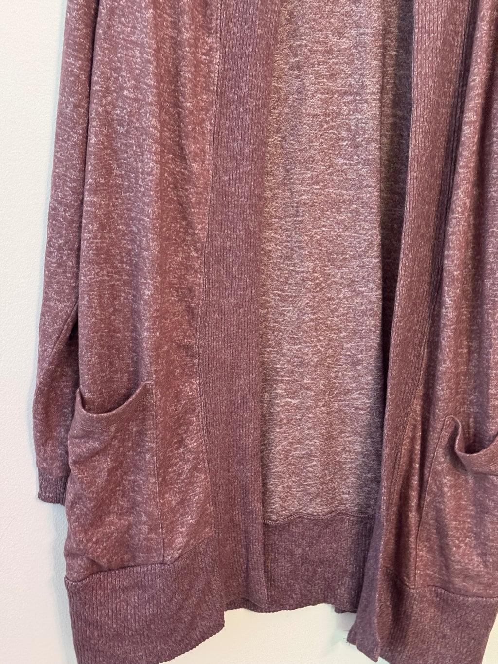 Bobeau Women's Open Front Long Cardigan Sweater Large Mauve