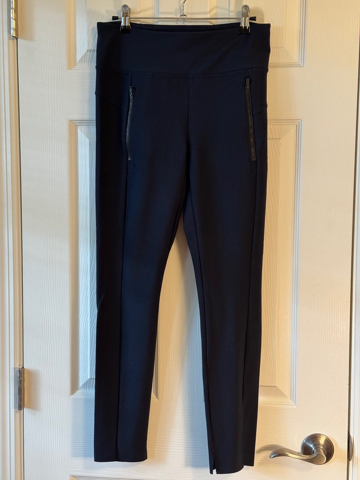 Athleta Stellar Tight Pants dark blue Women’s S Zip Pockets Split Hem