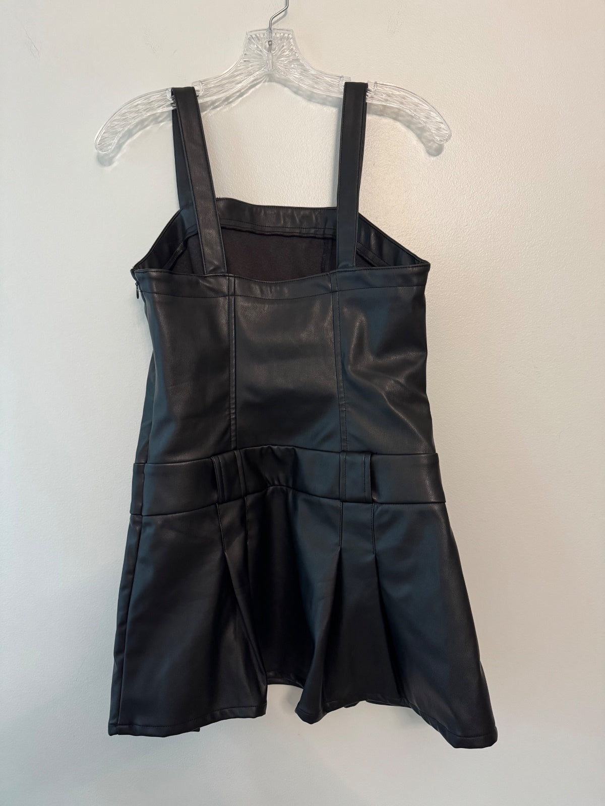 Celebrity Pink Black Faux Leather Skater Dress Size Small, skater, goth