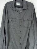 Express Slim Soft Wash Men's Shirt XXL Tall Long Black and White Patterned