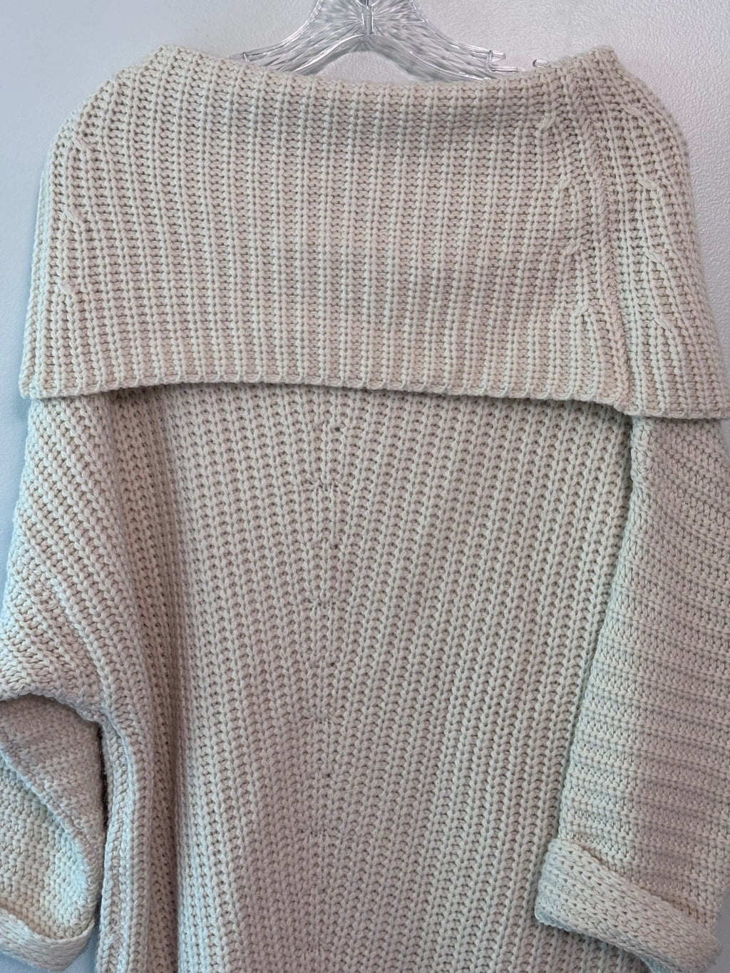 Umgee USA Women's Medium Cream Acrylic Knit Off-Shoulder Sweater