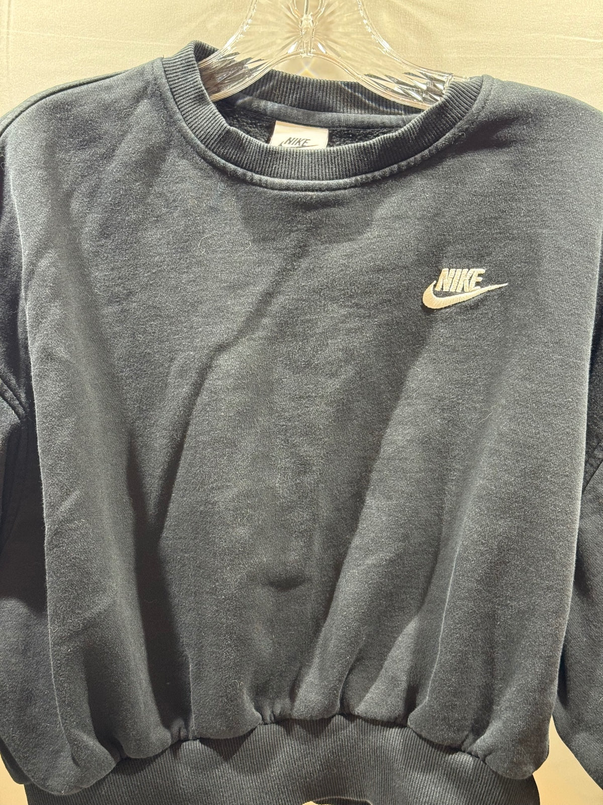Nike Women’s L  Black Oversized Crewneck Sweatshirt Embroidered Swoosh