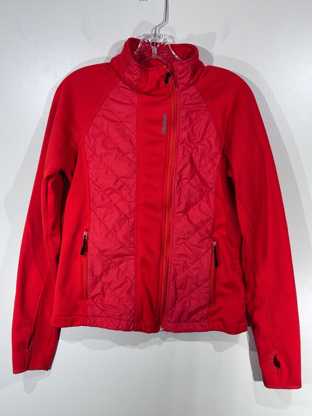 Reebok Women's Red Quilted and Fleece Full-Zip Jacket