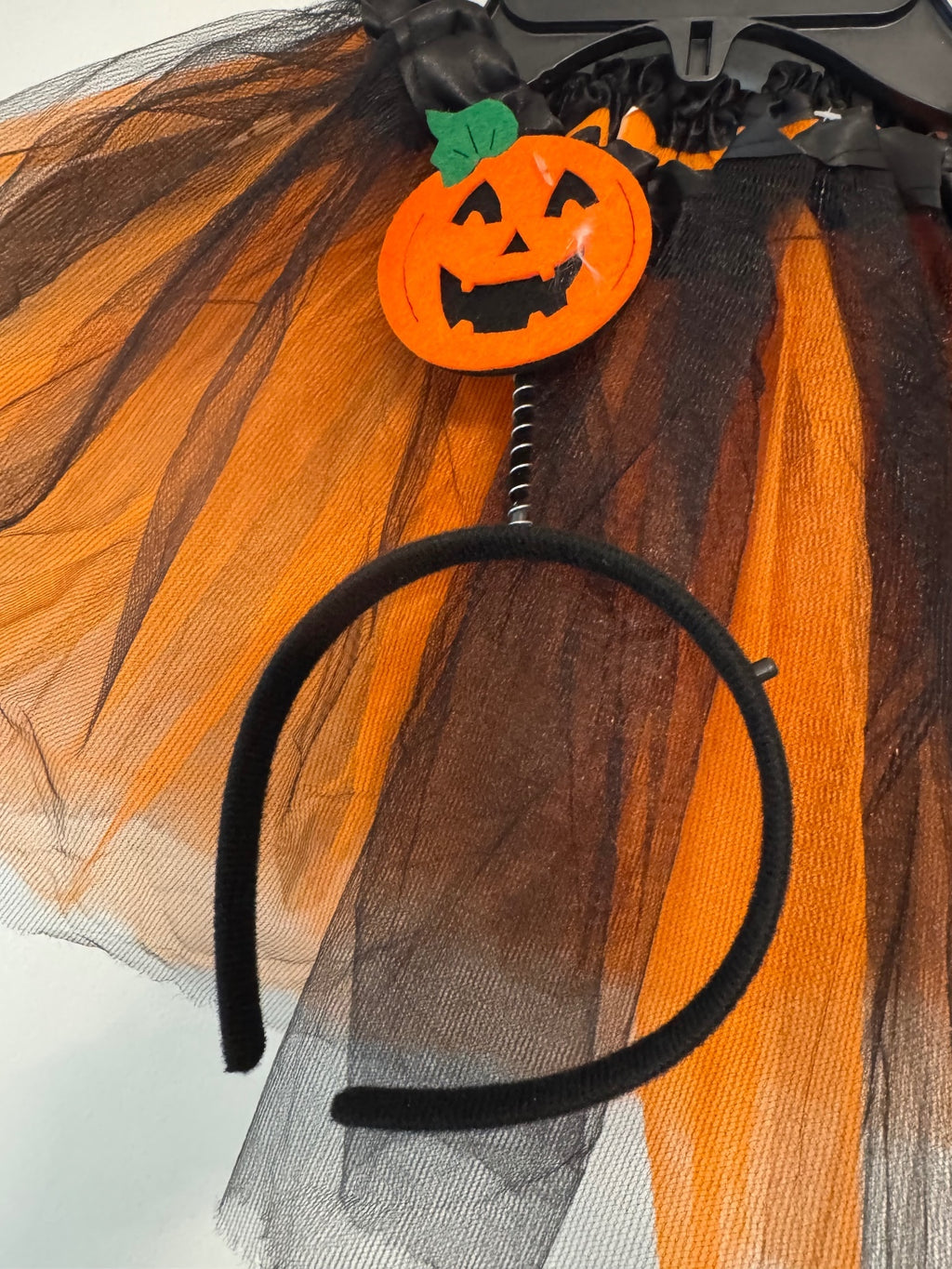 Maddie Halloween Pumpkin Tutu Skirt and Orange Fairy Wings Costume Set