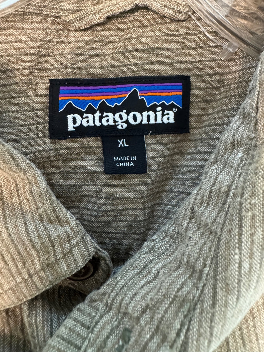 Patagonia XL Brown Striped Short Sleeve Button-Up Shirt