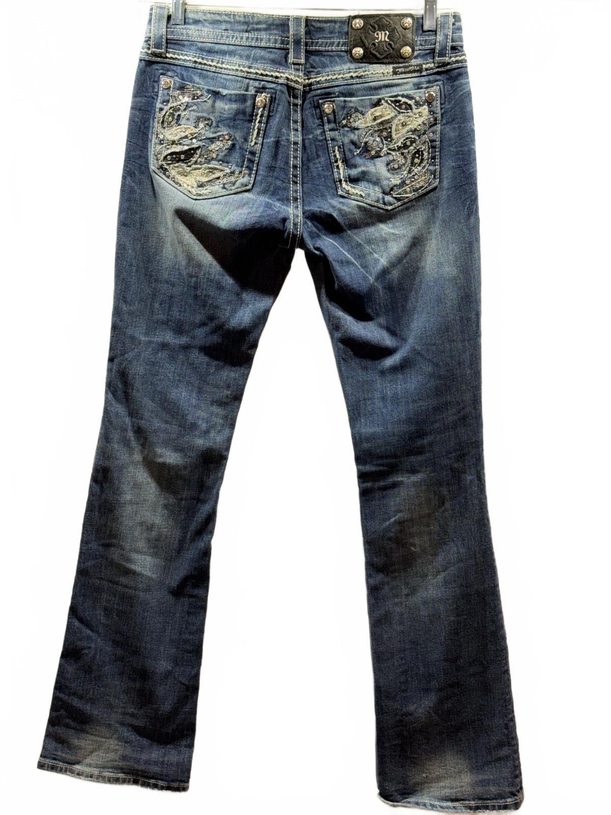 Miss Me Women’s 30 Bootcut Jeans Embellished Flapless Pockets Dark Wash