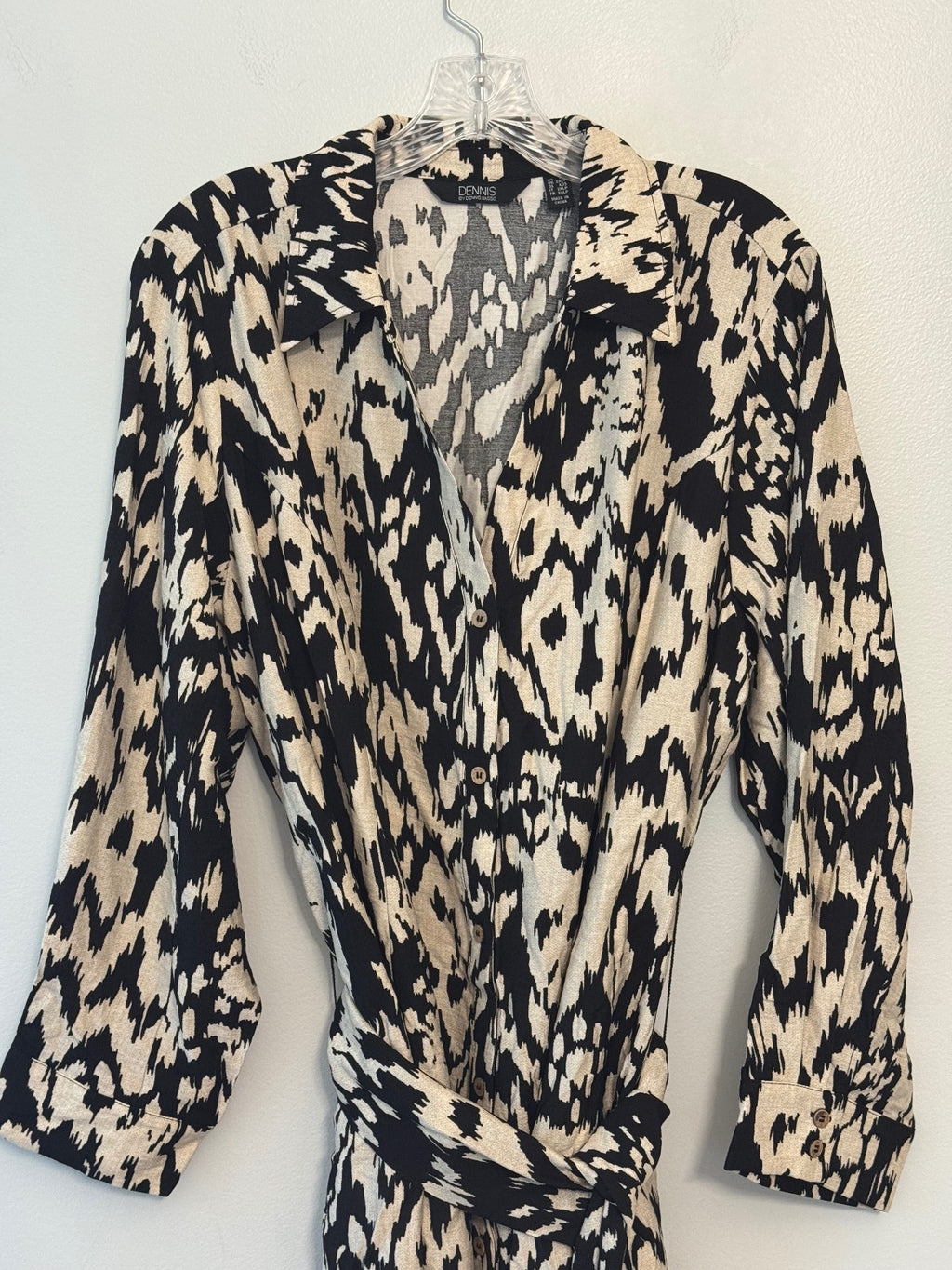 Dennis Basso button down black and cream dress