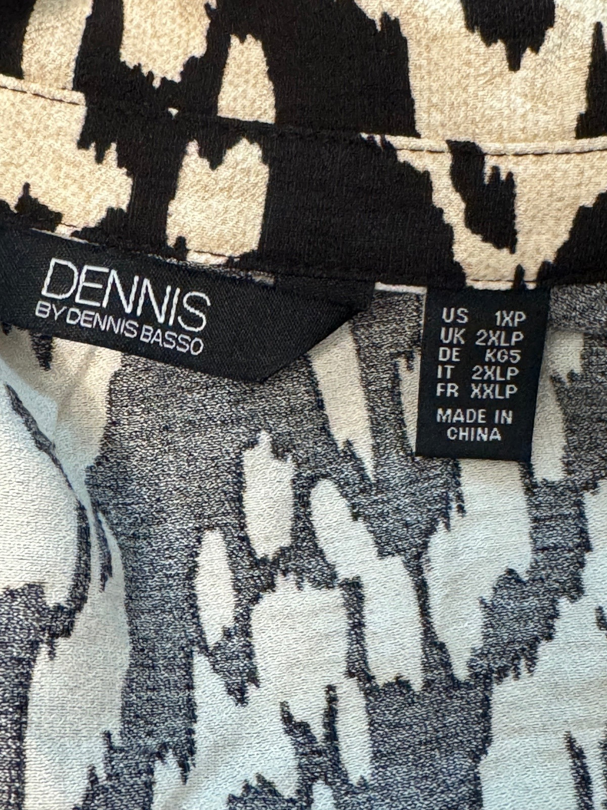 Dennis Basso button down black and cream dress