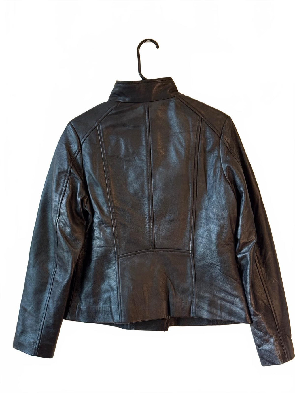 Black Leather Women's Jacket with Asymmetric Zipper
