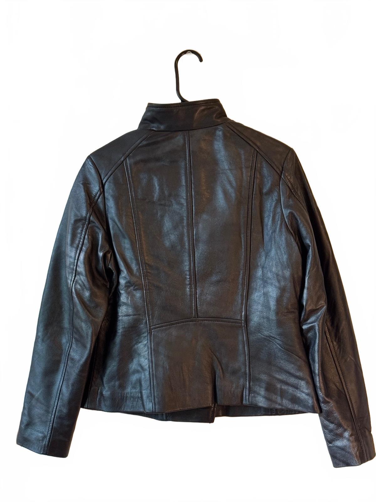 Black Leather Women's Jacket with Asymmetric Zipper